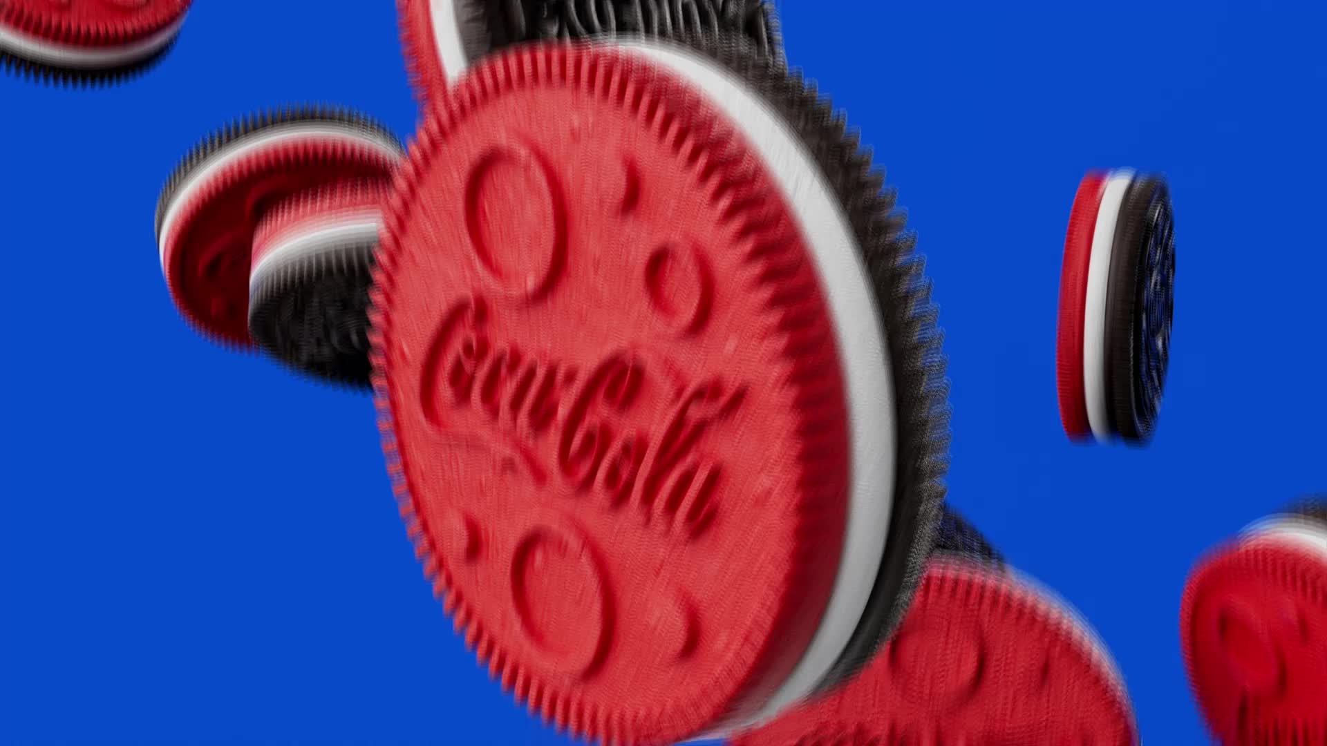 Cookies tumbling on Oreo blue