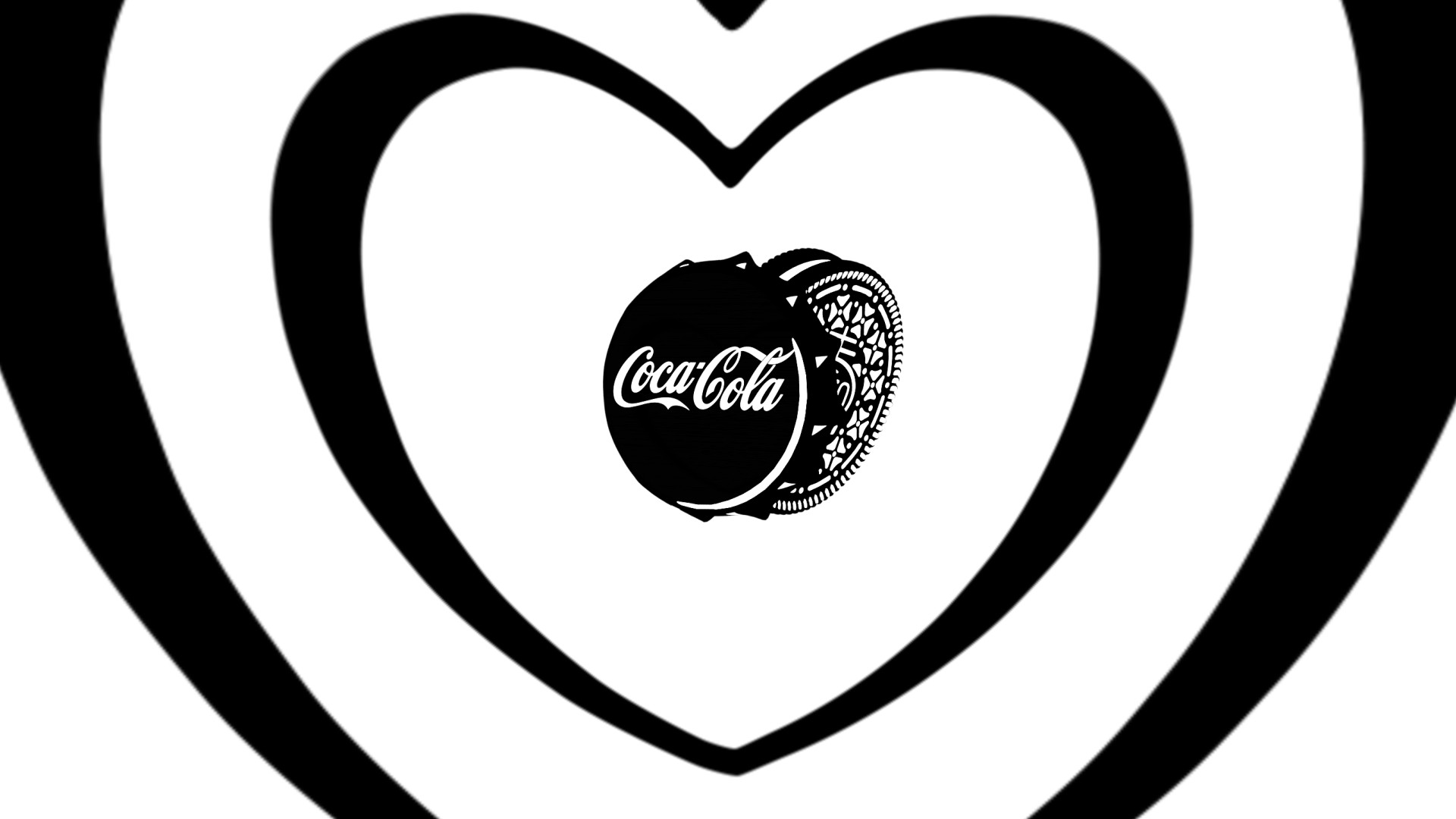 The campaign heart in black and white op-art rings