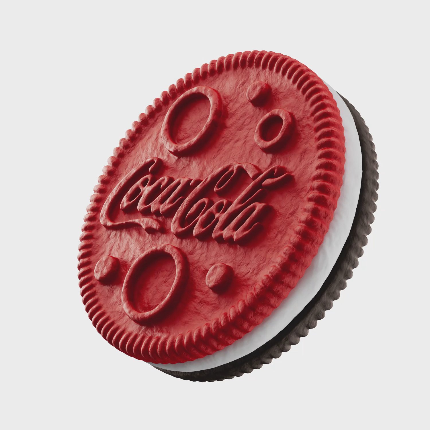 The Coca-Cola cookie, red wafer embossed with the script