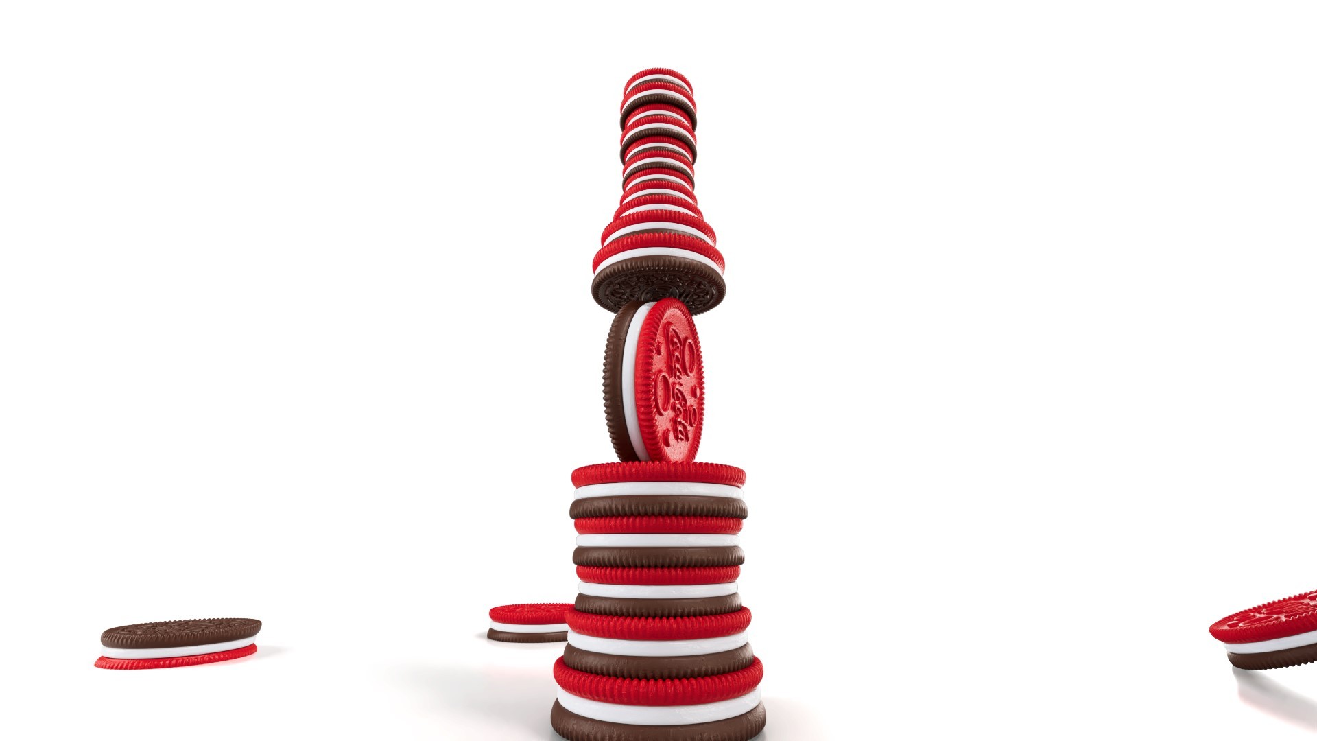 A striped tower of cookies