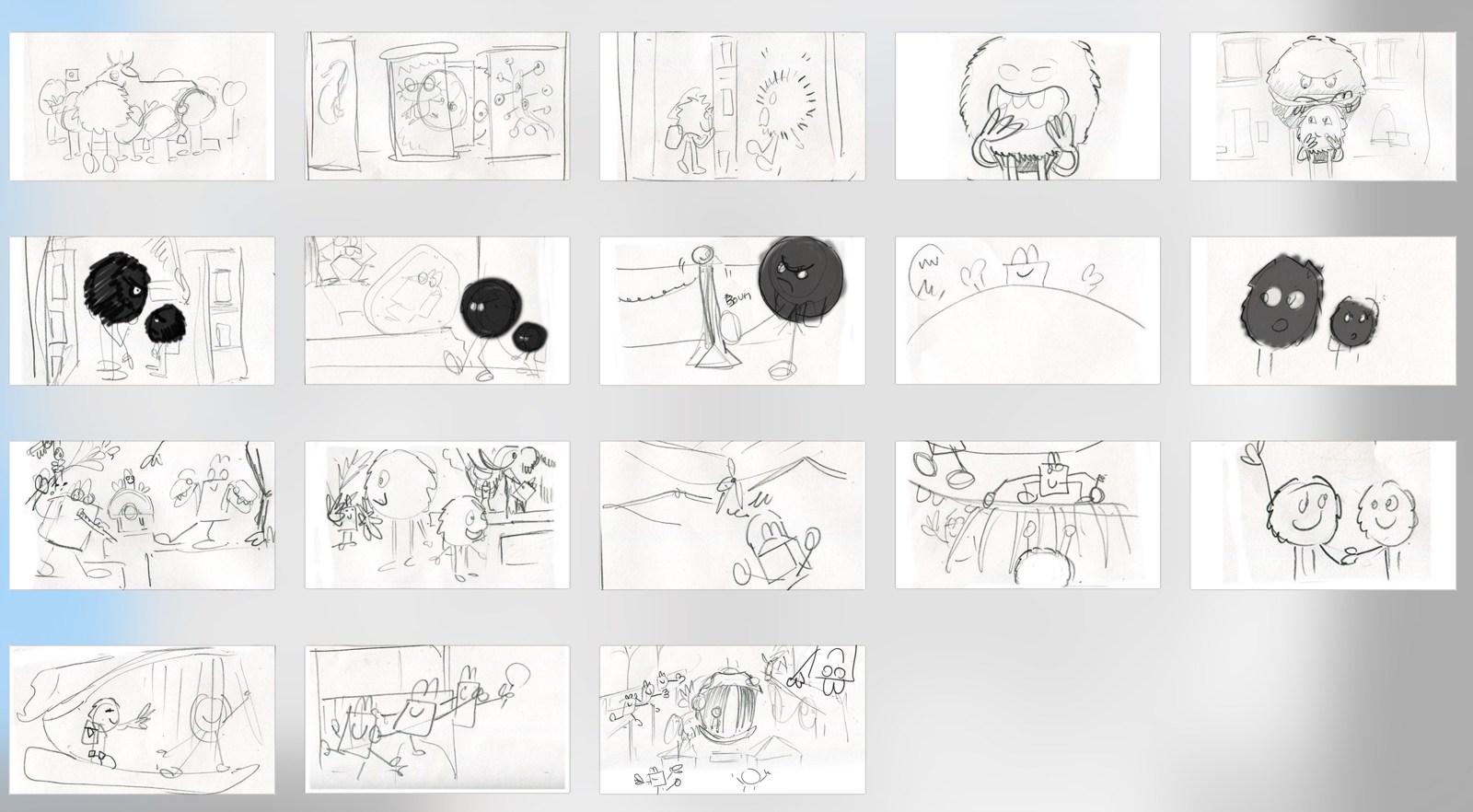 Storyboard for the Grumpf Museum film