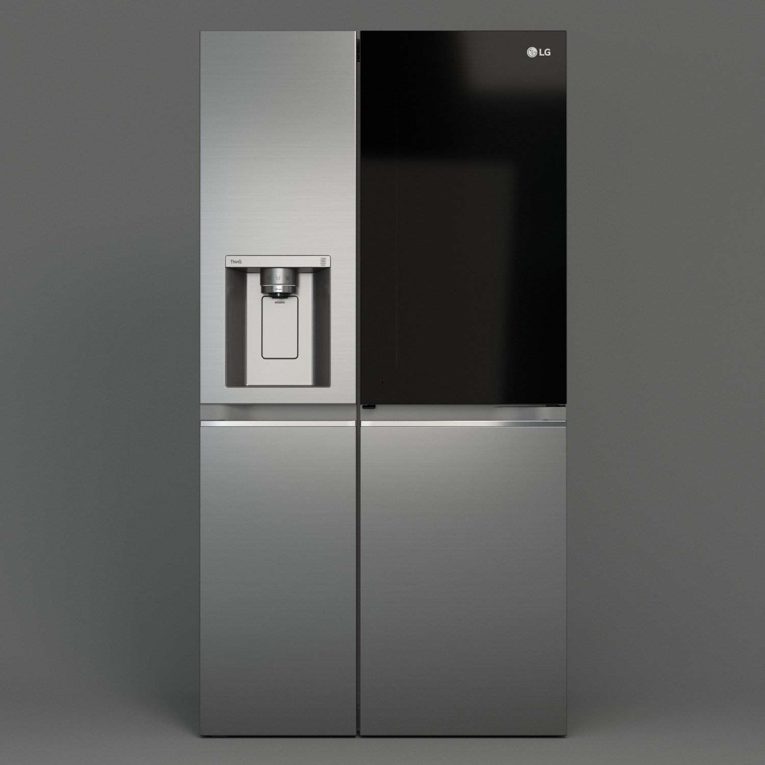 A 3D model of an LG InstaView refrigerator
