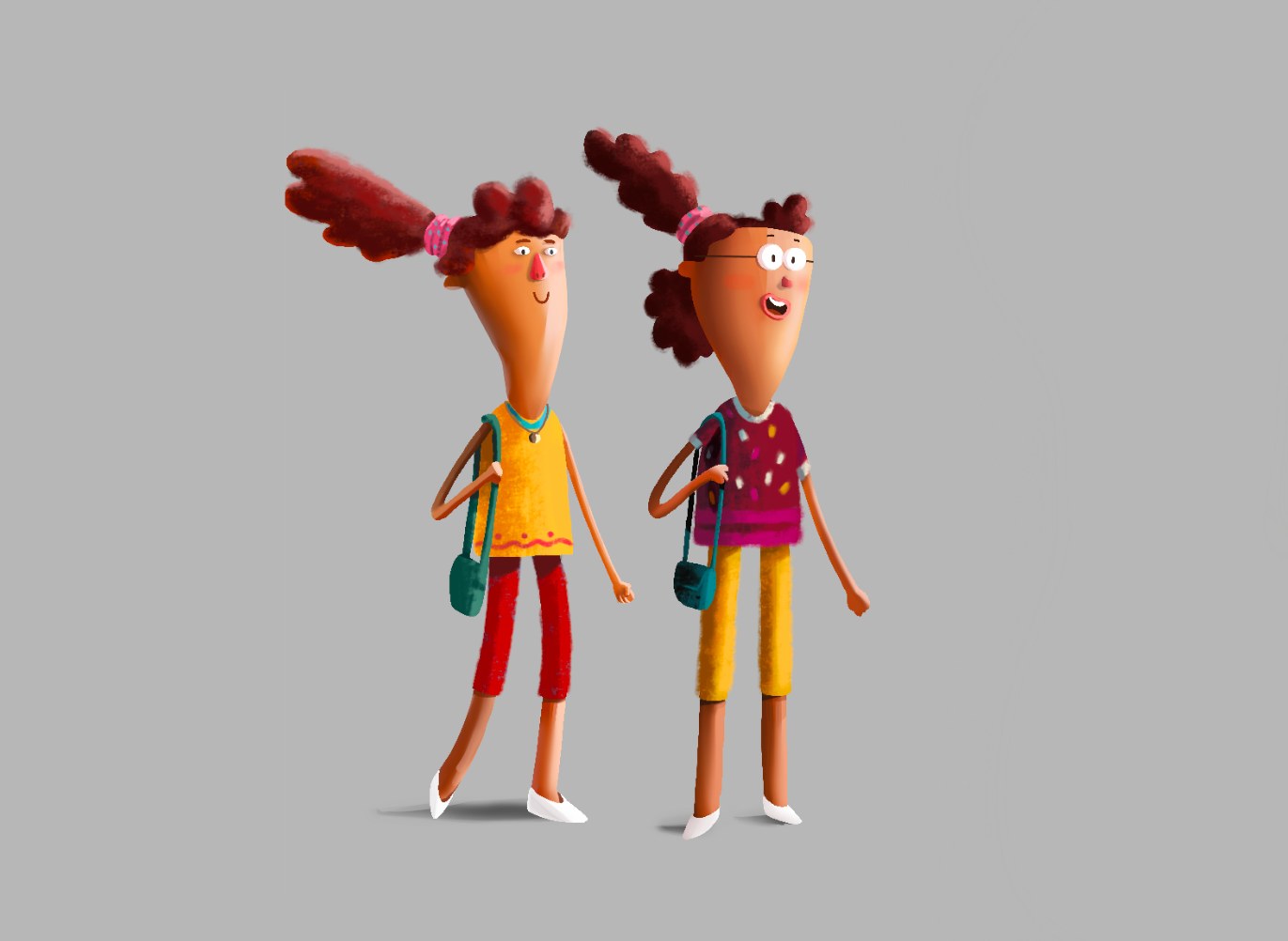A finished character painting of two townspeople