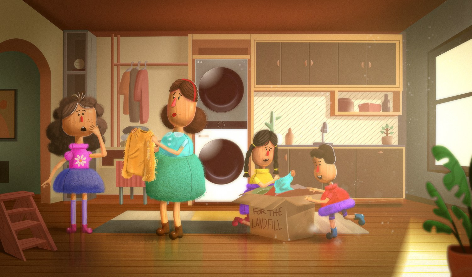 A colour line-up of the family characters side by side