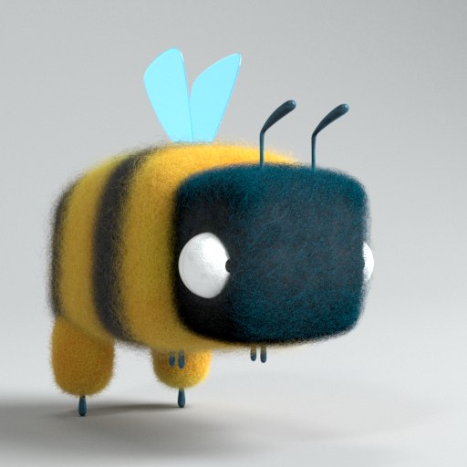 Look development render of the bee character