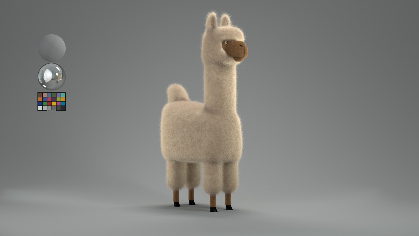 Look development render of the llama character