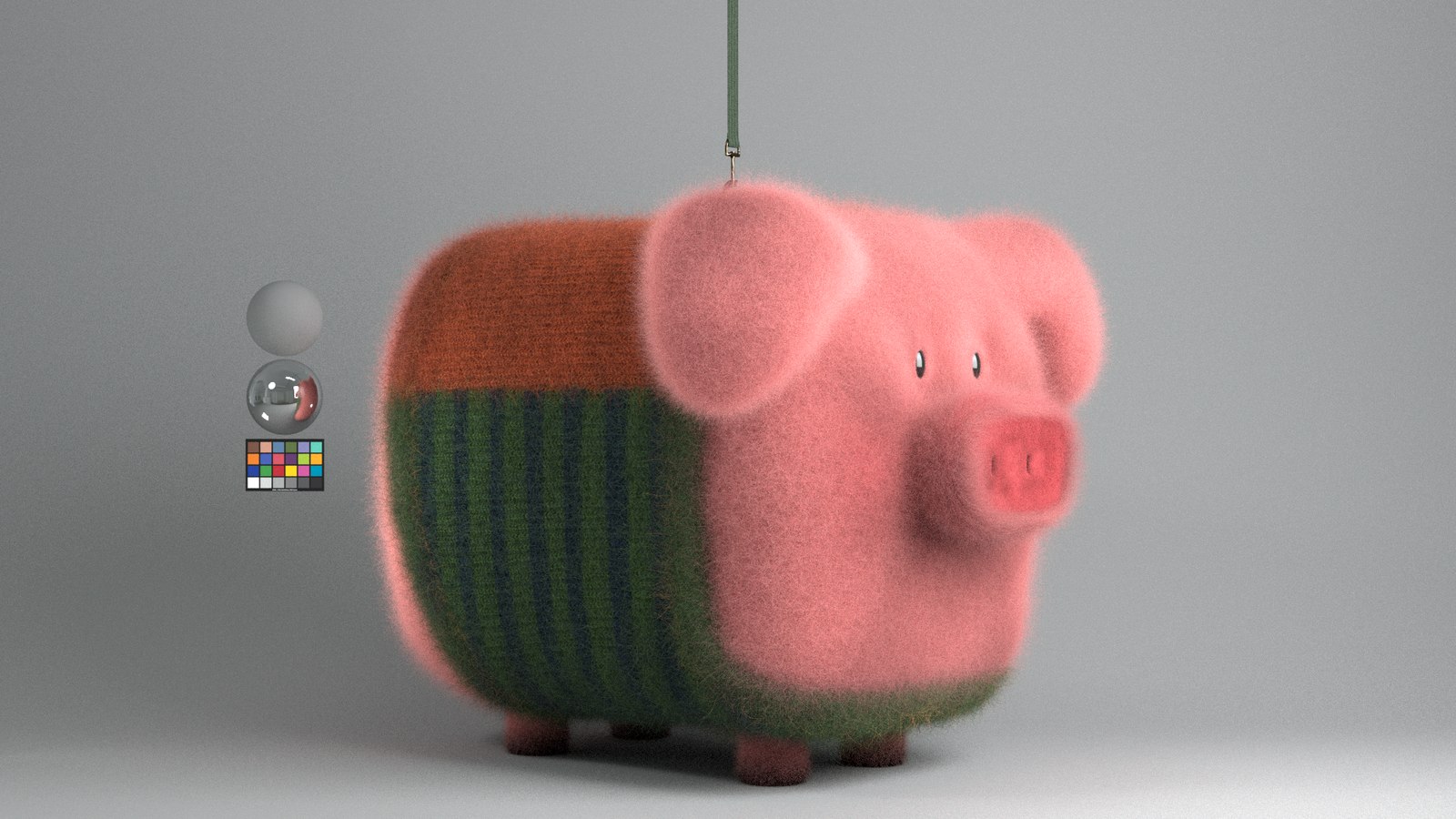 Look development render of the pig character