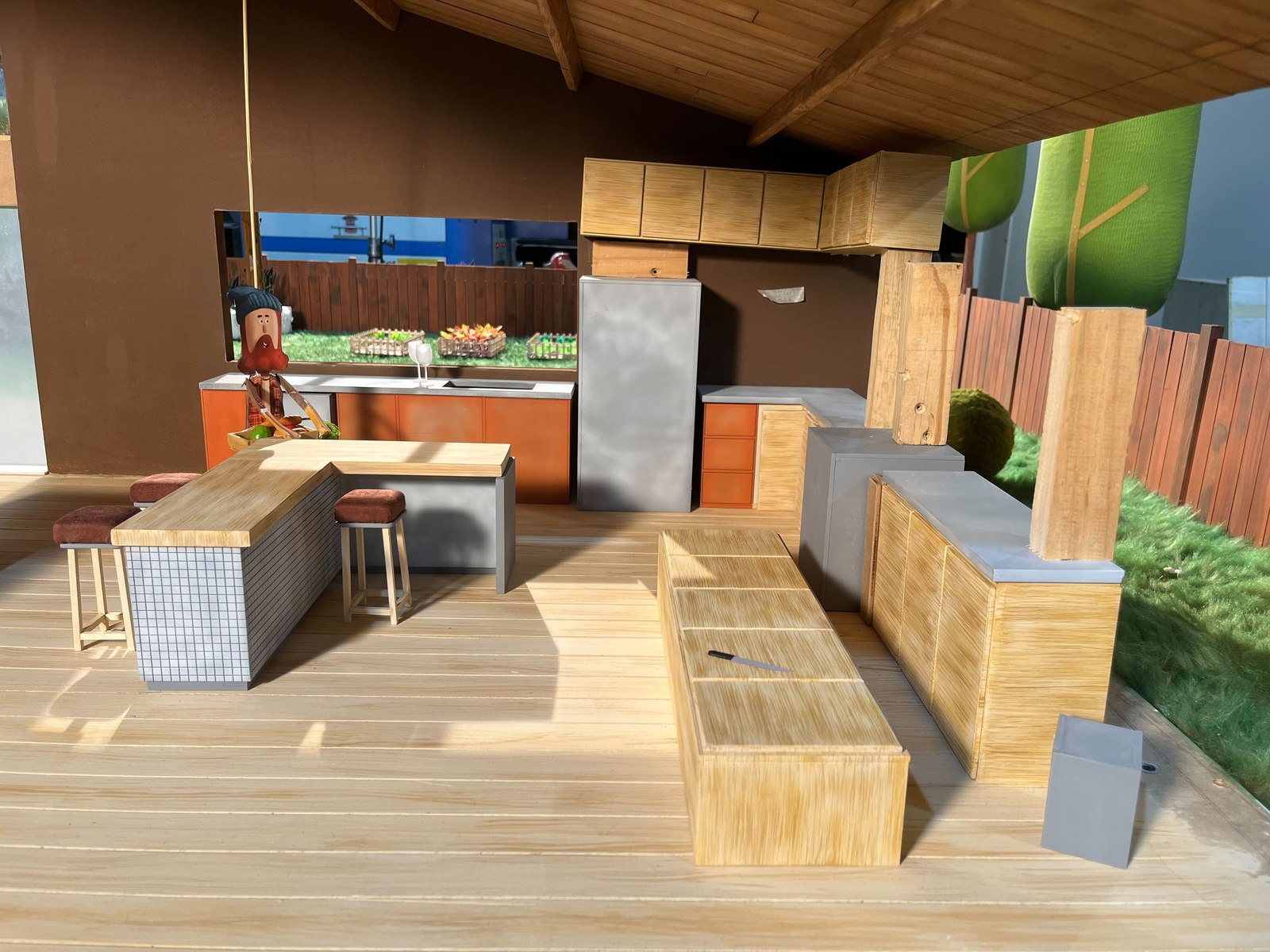 A miniature kitchen set built for the campaign