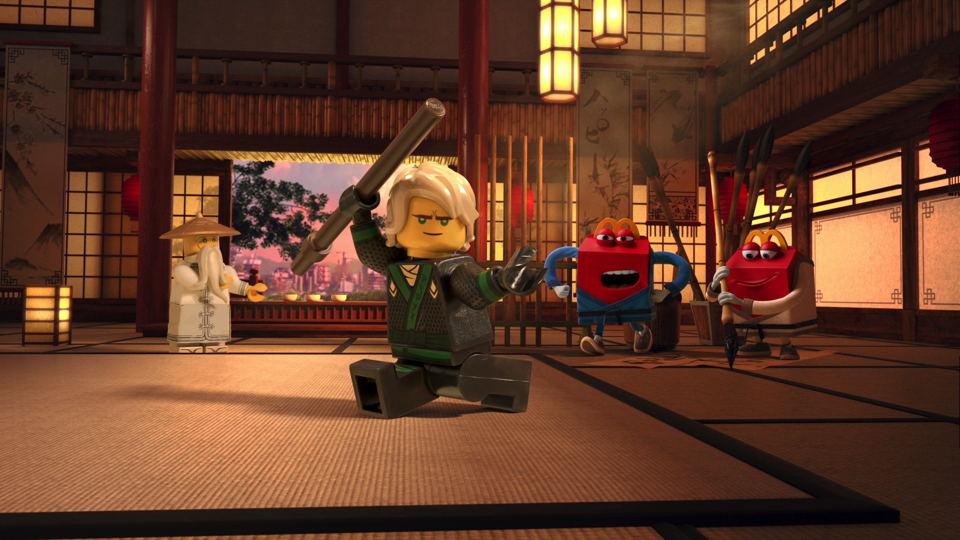 A LEGO Ninjago dojo scene