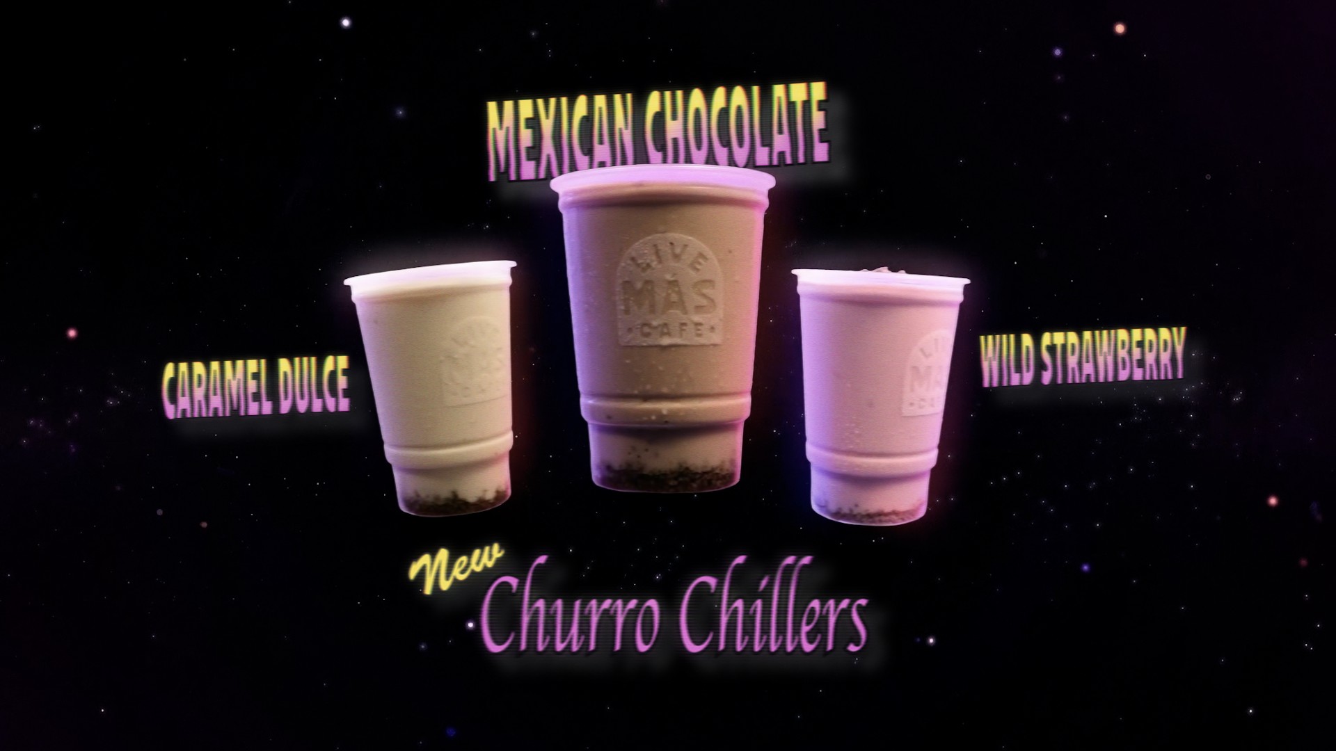The finished Churro Chillers end frame with all three flavours lettered