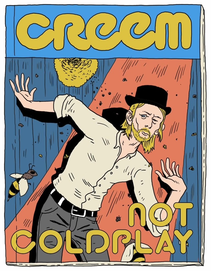 CREEM magazine cover illustration reading Not Coldplay