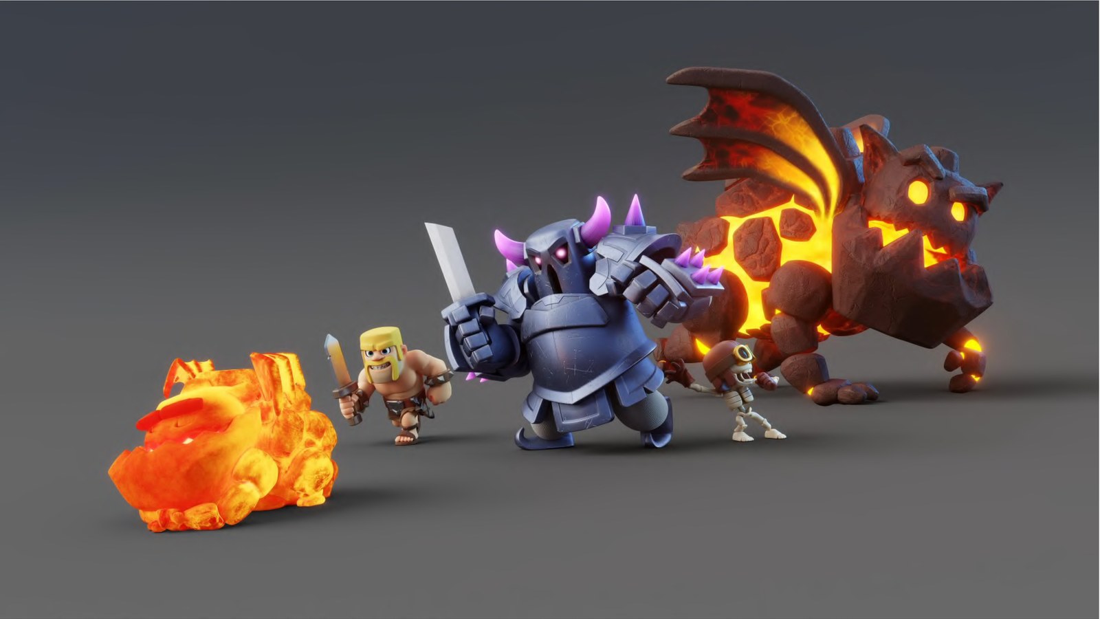 An armoured champion and a lava hound on a grey backdrop