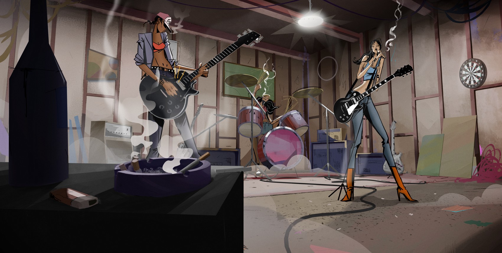 Finished painted frame of the garage scene