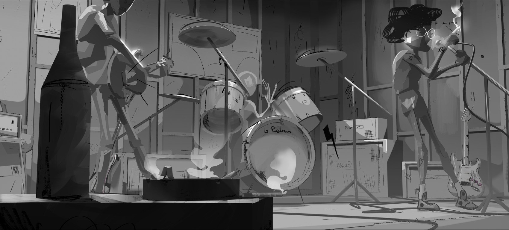 Rough sketch of the garage band scene