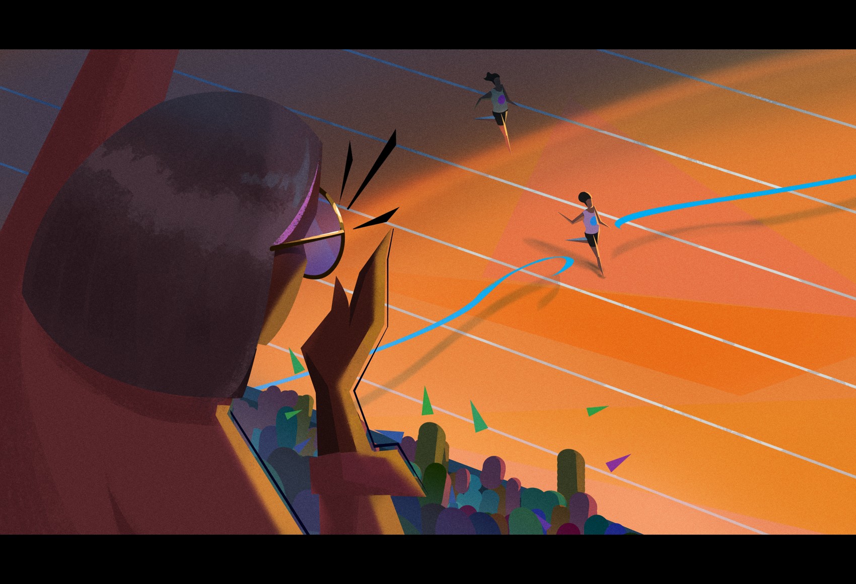 Painted frame of the marathon scene