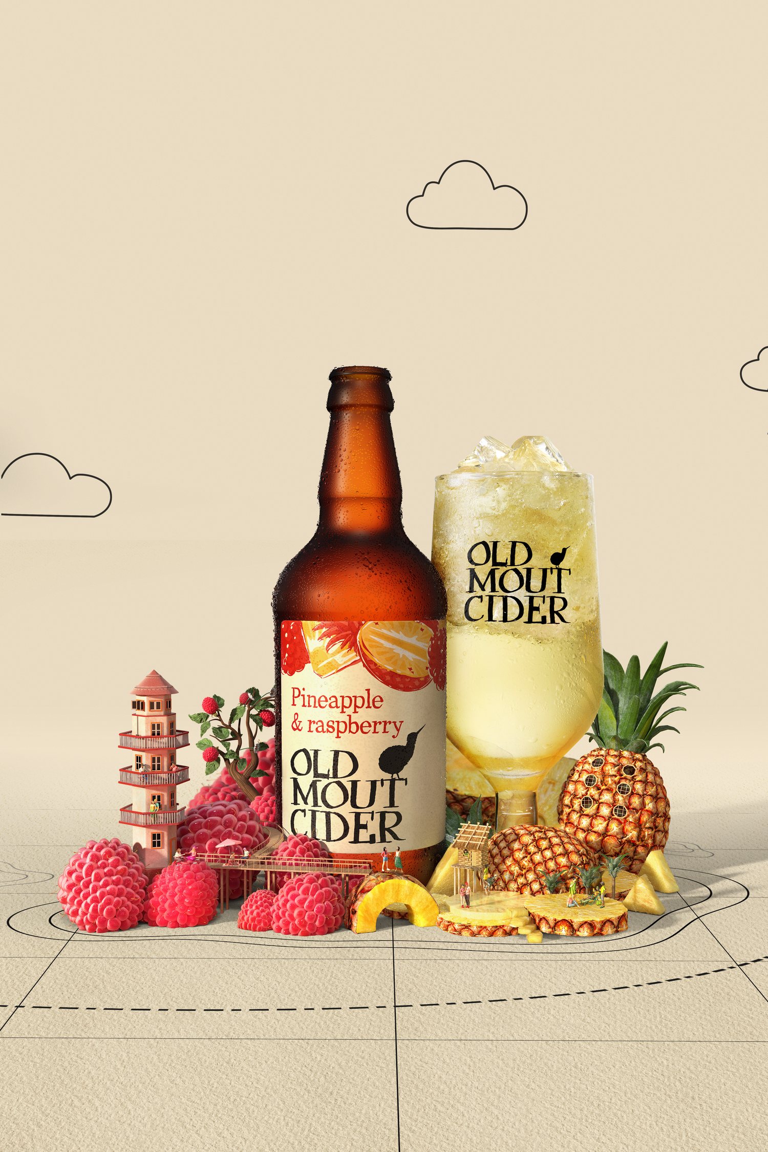 Moutopia six-sheet, Pineapple and Raspberry