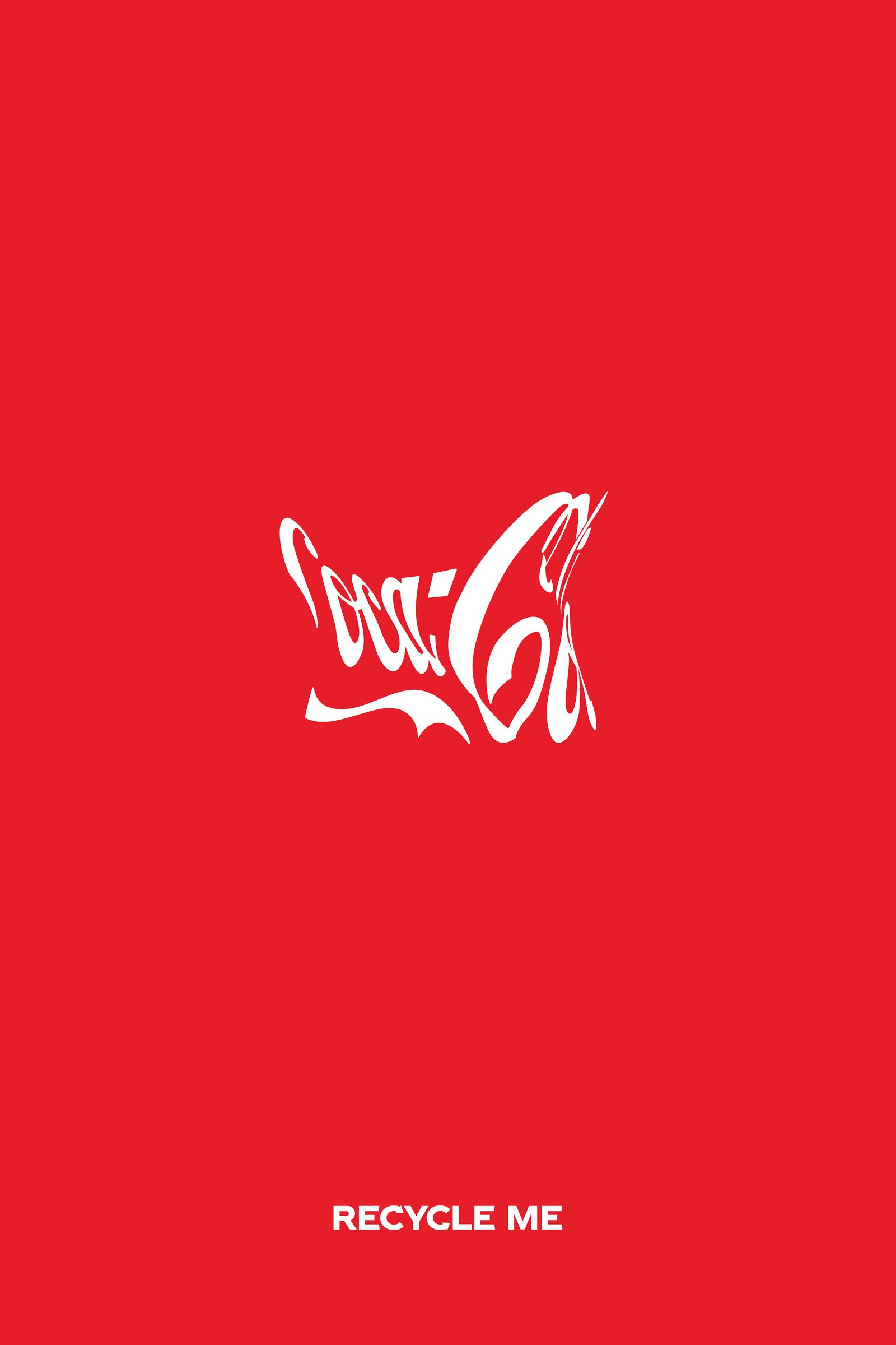 Coca-Cola Recycle Me print, crushed logo variation, Recycle me