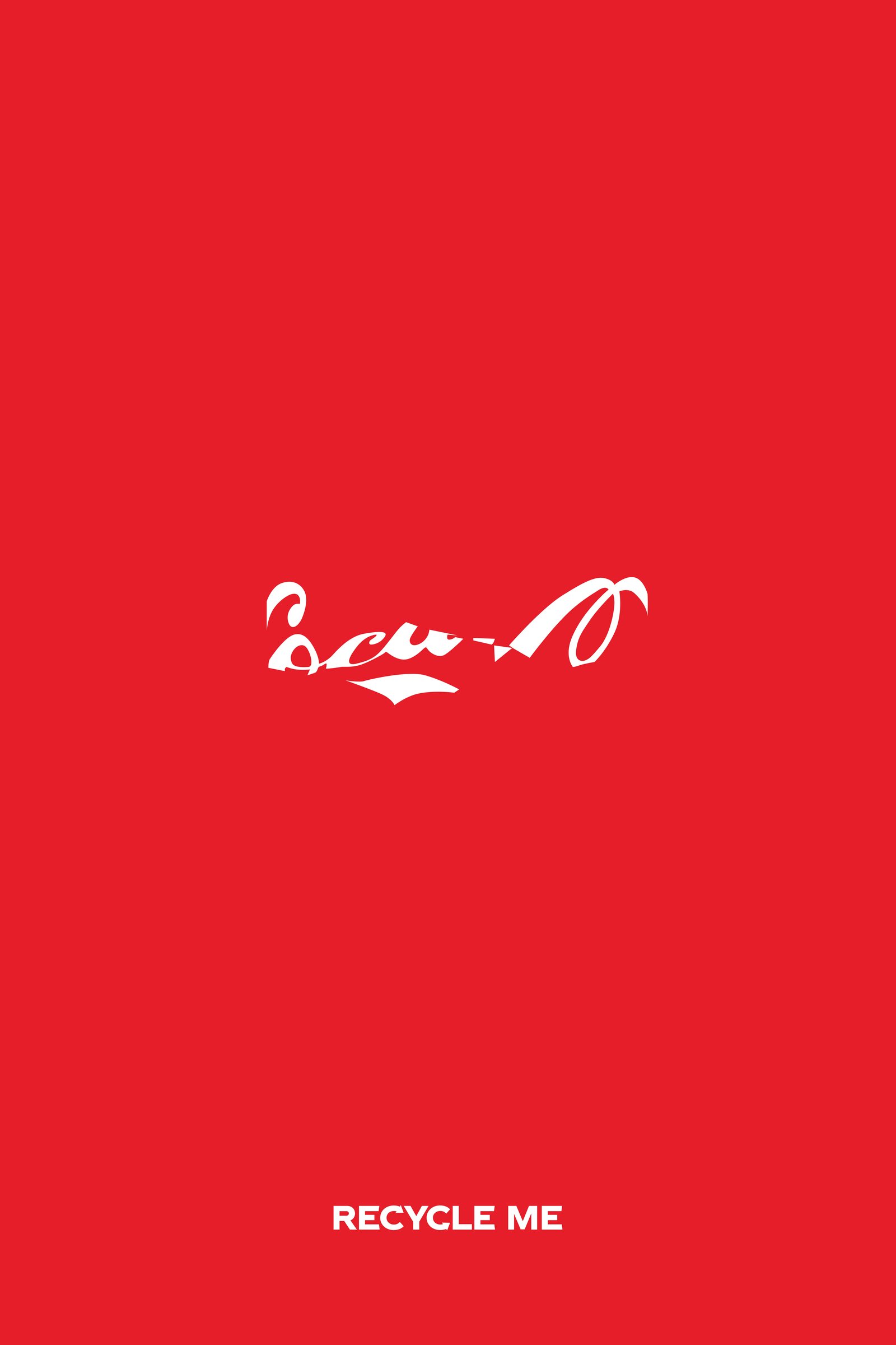 Coca-Cola Recycle Me print, crushed logo variation, Recycle me