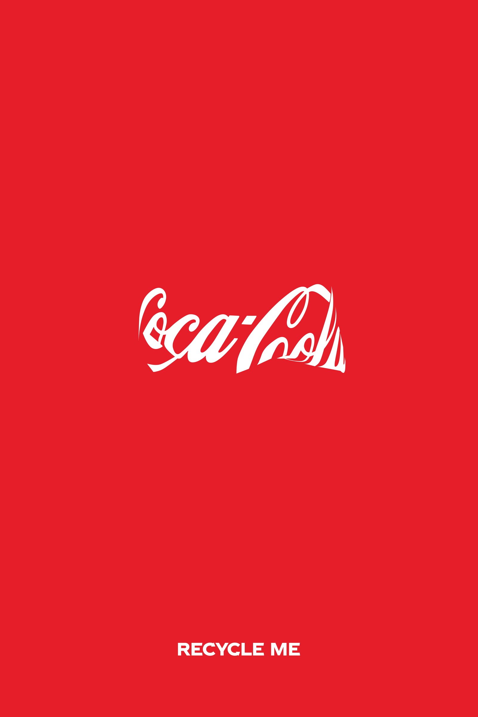 Coca-Cola Recycle Me print, crushed logo variation, Recycle me