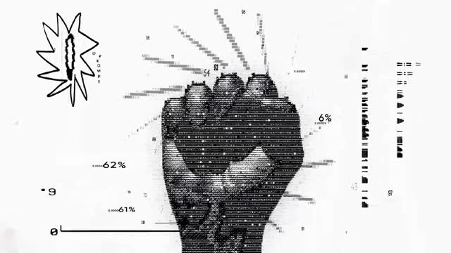 A raised fist in ASCII for Festival WHEXT 2025
